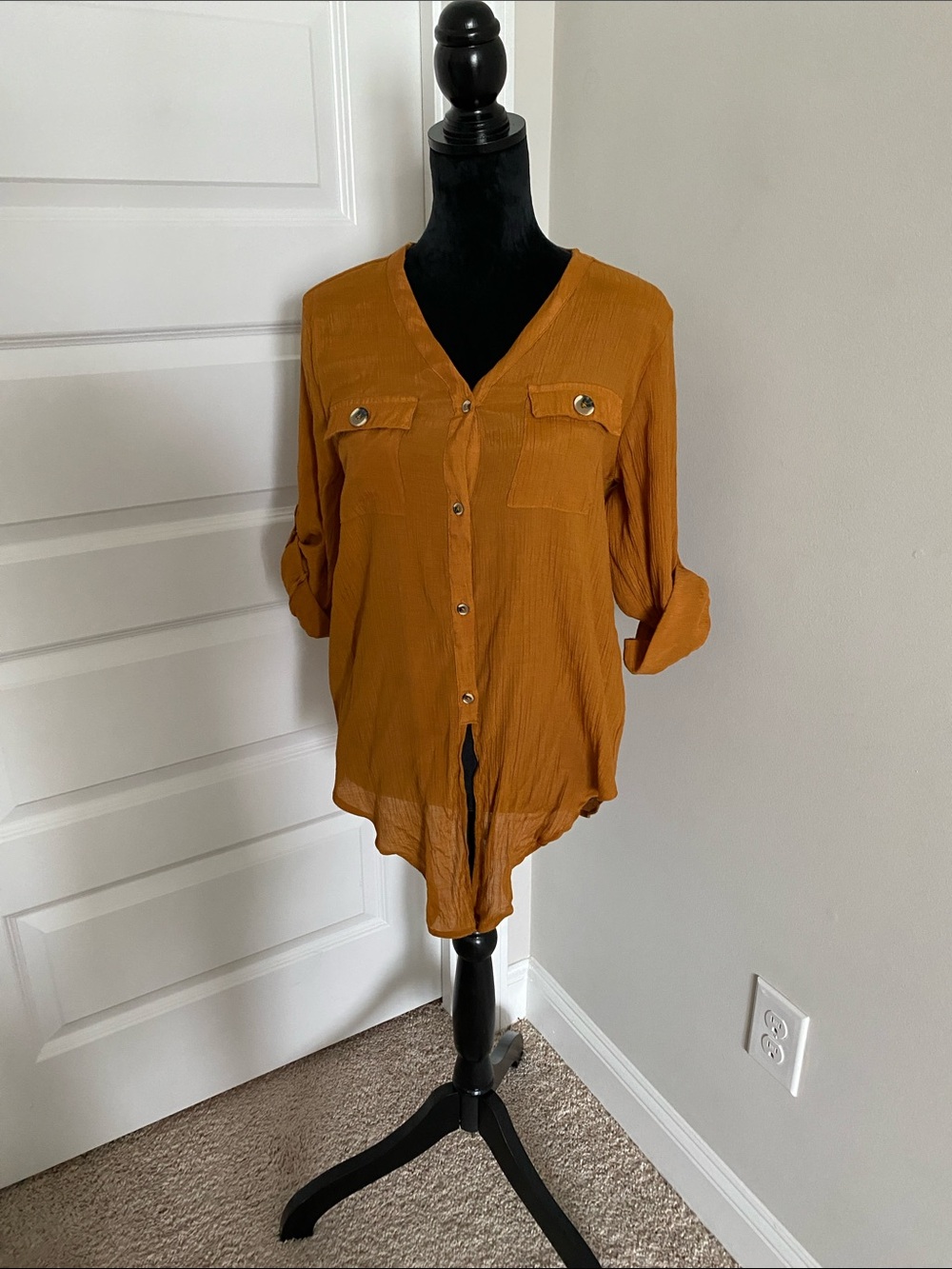 Harve Benard rust Button-Down V-Neck Shirt